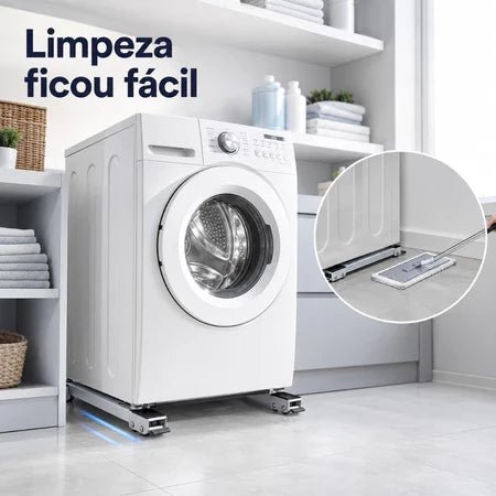 Suporte com Rodinhas para Eletrodomésticos da Vovó Lúcia – Base Ajustável para Máquina de Lavar e Geladeira - Vovó Lúcia