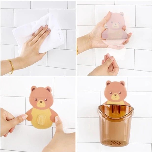 Suporte para Escova e Pasta de Dente em Acrílico – Organizador de Banheiro com Urso Adesivo comprar Suporte para Escova e Pasta de Dente em Acrílico – Organizador de Banheiro com Urso Adesivo original Vovó Lúcia