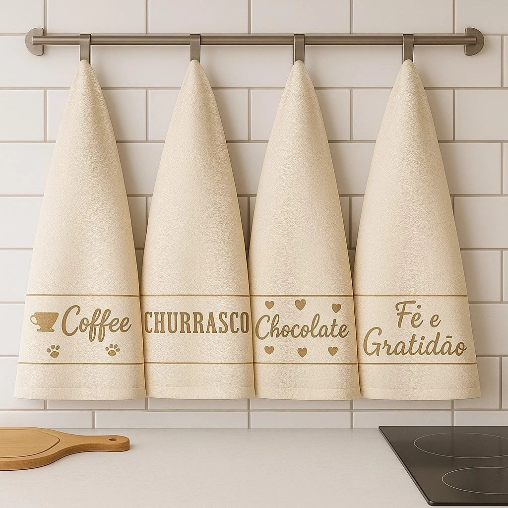 Kit 10 Panos de Prato 40x65 Jacquard Atoalhado  Alta Absorção, Macio e Resistente para Cozinha