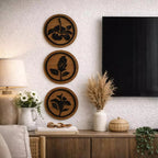 Trio de Quadros Florais Redondos em MDF comprar Trio de Quadros Florais Redondos em MDF original Vovó Lúcia