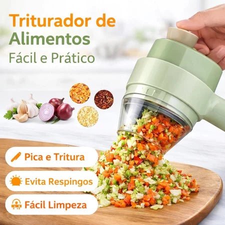 Triturador da Vovó Lúcia 4 em 1 – Processador Elétrico Sem Fio para Alho, Legumes e Carne, Rápido e Prático - Vovó Lúcia